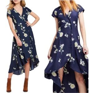Free People Navy Floral High Low Dress